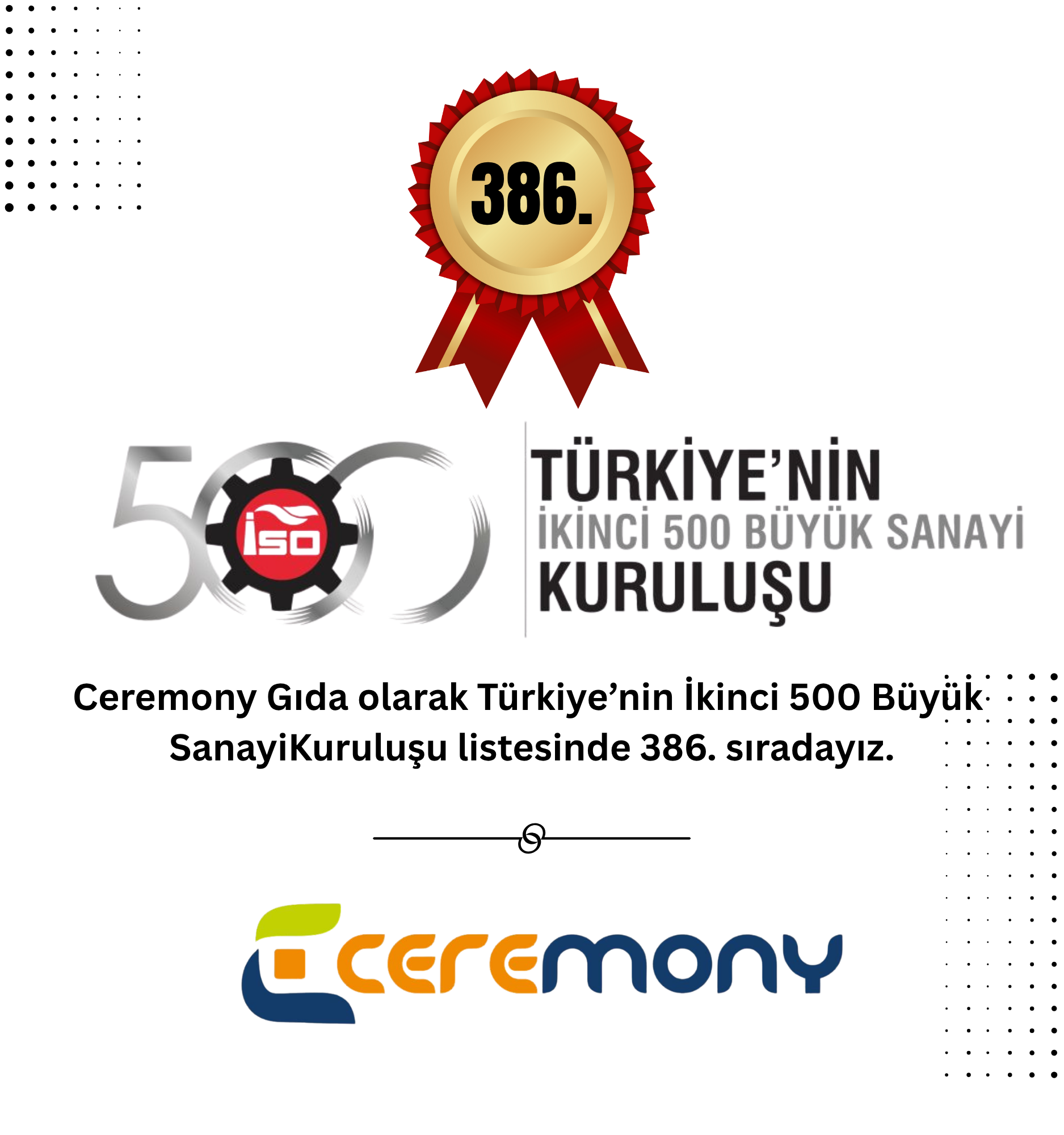 <span> Türkiye’nin İkinci 500 Büyük Sanayi Kuruluşu</span> Arasında Yerimizi Aldık